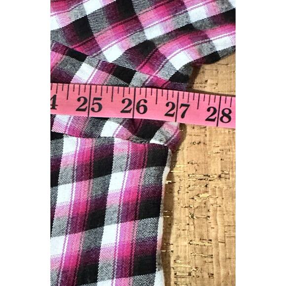 Lane Bryant Plaid Roll Tab Sleeve Button Up Shirt Size 22/24 90s Grunge Rayon - Picture 7 of 8